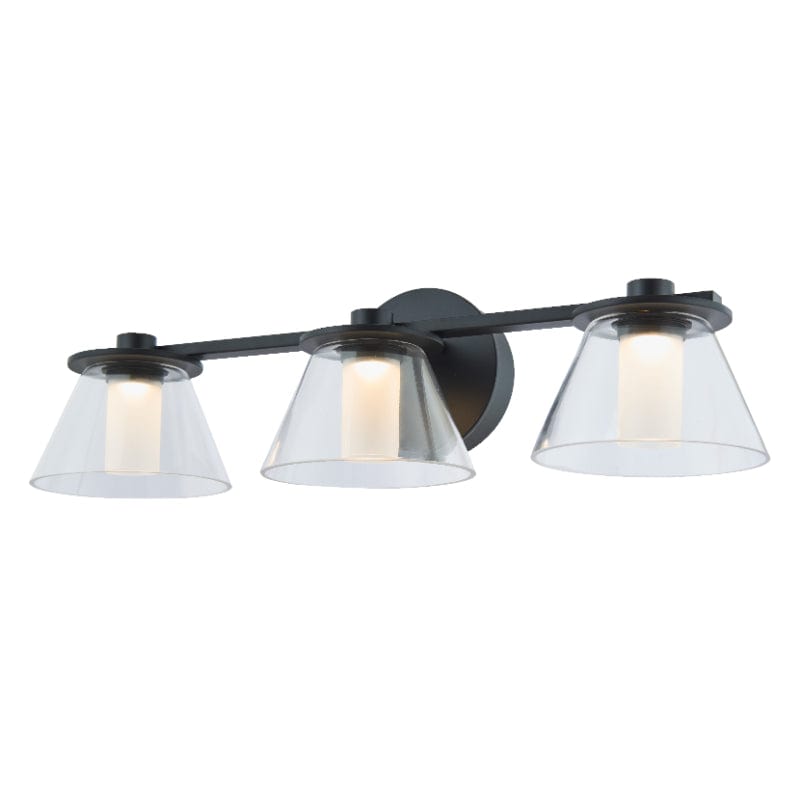 Abra Black Abra 3 Light Clear Glass Cones with Opal Glass Diffuser 20127WV