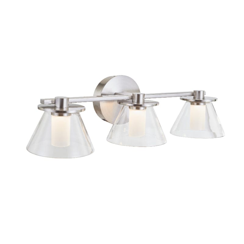 Abra Brushed Nickel Abra 3 Light Clear Glass Cones with Opal Glass Diffuser 20127WV