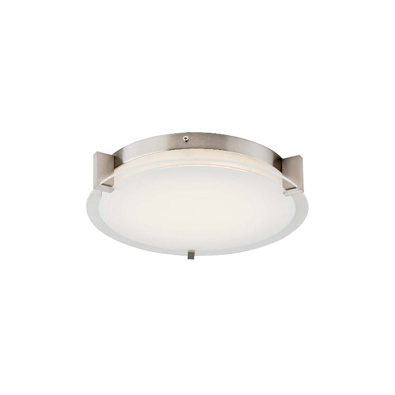 Abra Brushed Nickel Abra Flat Round Glass Low Profile Flushmount 30010FM