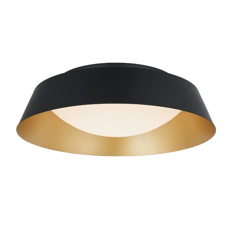 Abra Matte Black with Gold Inner Abra 18" 3CCK Flared Metal Frame with Opal Glass Diffuser 30073FM