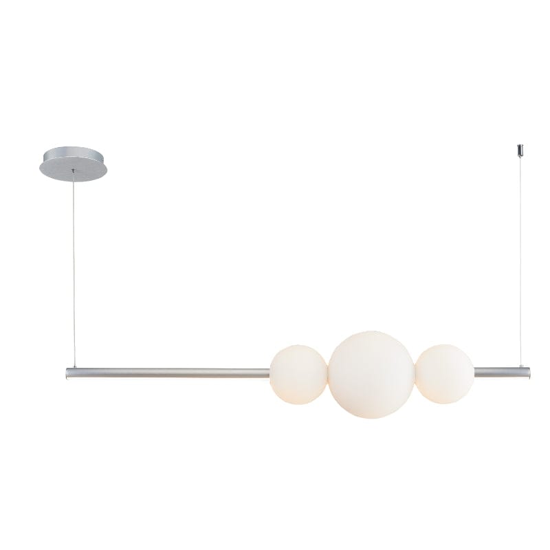 Abra Abra Linear Bar Pendant with Up-Down Illumination and 3 Opal Glass Orb's 10024PN