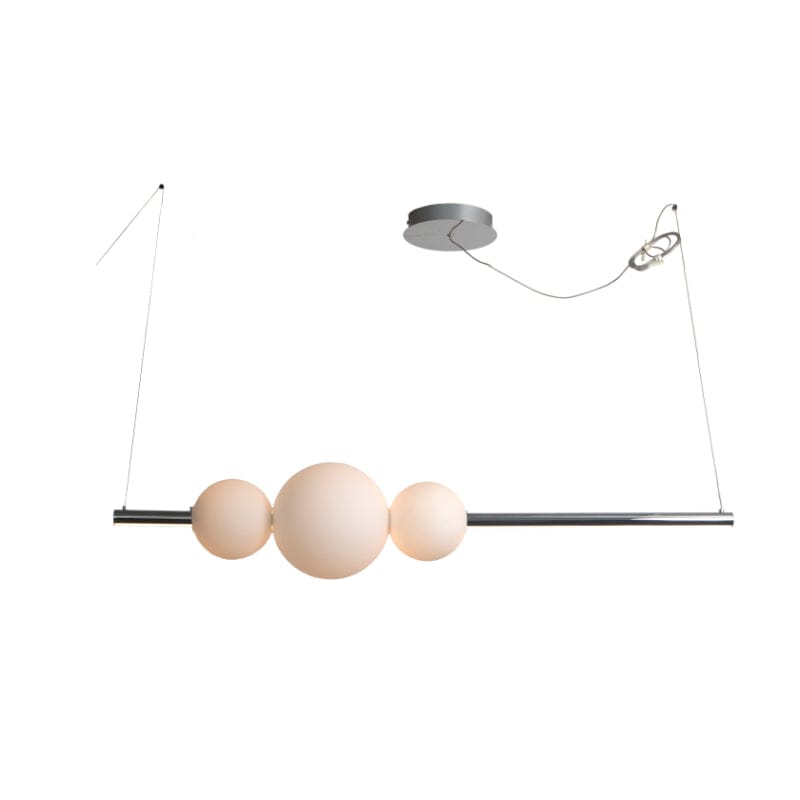 Abra Abra Linear Bar Pendant with Up-Down Illumination and 3 Opal Glass Orb's 10024PN