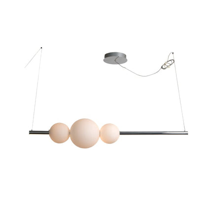 Abra Abra Linear Bar Pendant with Up-Down Illumination and 3 Opal Glass Orb's 10024PN