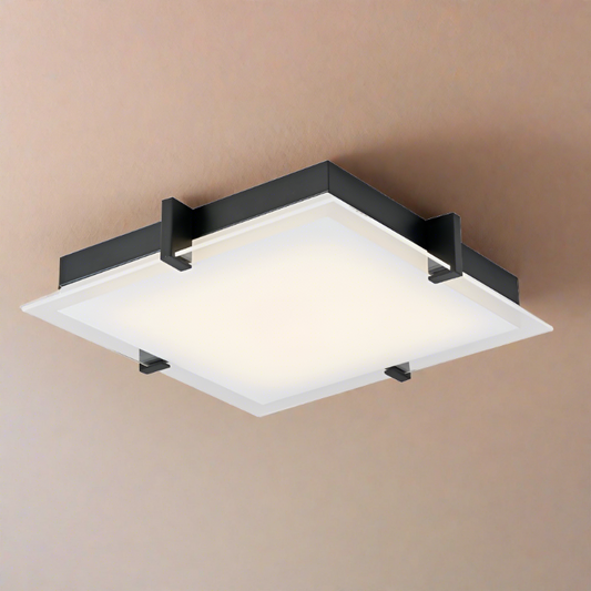 Abra Flat Square Glass Low Profile Flushmount