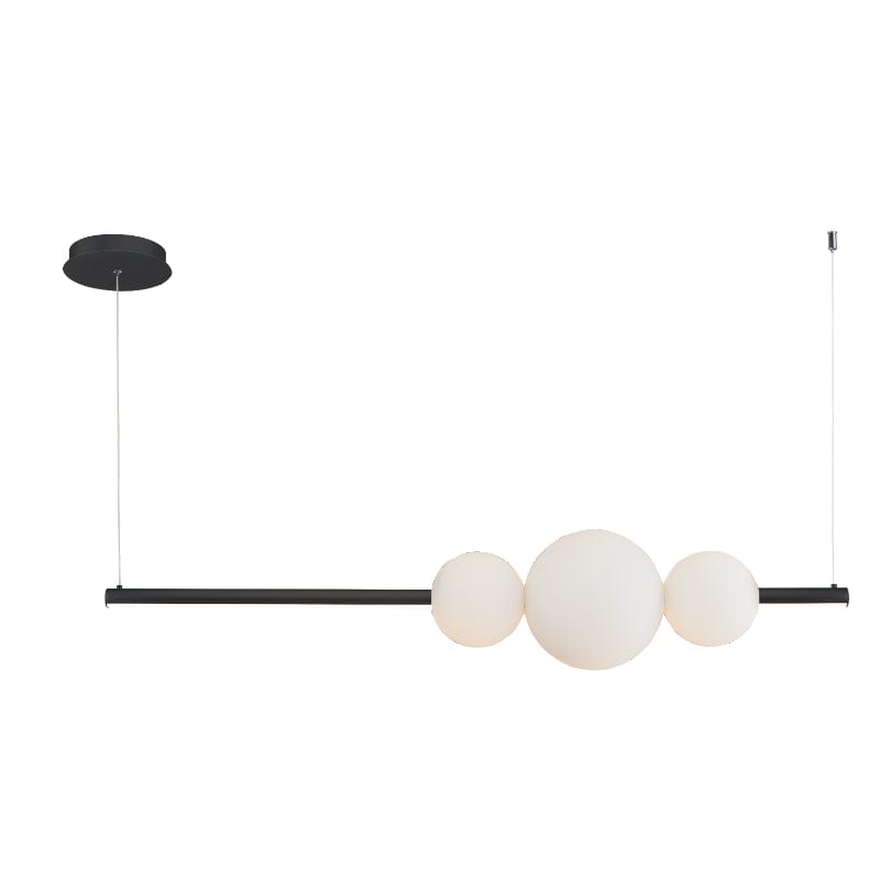 Abra Black Abra Linear Bar Pendant with Up-Down Illumination and 3 Opal Glass Orb's 10024PN