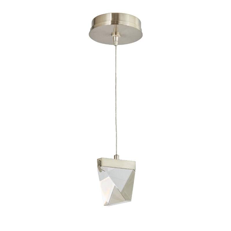 Abra Brushed Nickel Abra Diamond Crystal Mono Pendant Including Canopy and Driver 10070PN