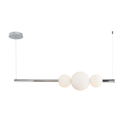 Abra Chrome Abra Linear Bar Pendant with Up-Down Illumination and 3 Opal Glass Orb's 10024PN