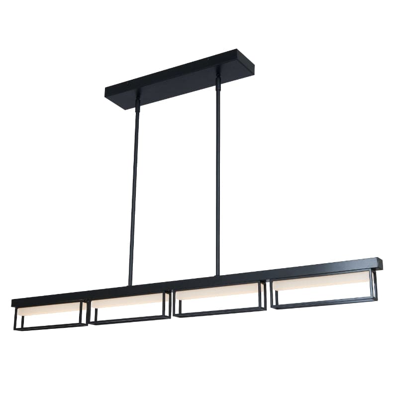 Abra Matte Black Abra 4- Light Framed Pendant with Frosted Glass Diffuser 10019PN