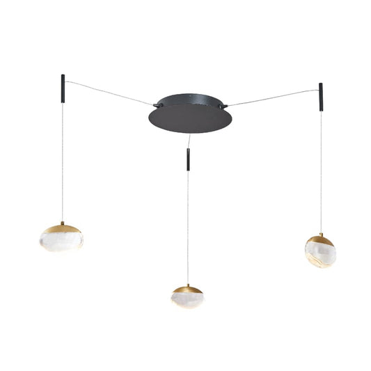 Abra Matte Black & Brushed Brass Abra 3- Light Octopus Pendant with Teardrop Crystal 10062PN