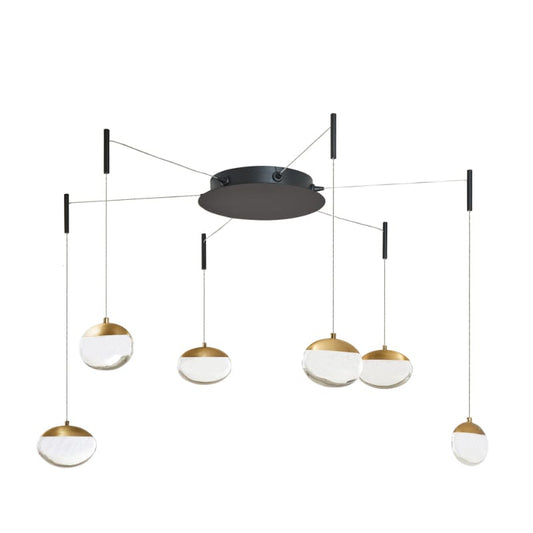 Abra Matte Black & Brushed Brass Abra 6- Light Octopus Pendant with Teardrop Crystal 10063PN