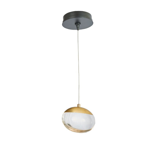 Abra Matte Black & Brushed Brass Abra Teardrop Crystal Glass Pendant Including Canopy and Driver 10061PN