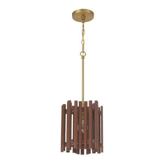 Craftmade Craftmade Freeform 1 Light Pendant in Satin Brass/Walnut 58491-SBWAL