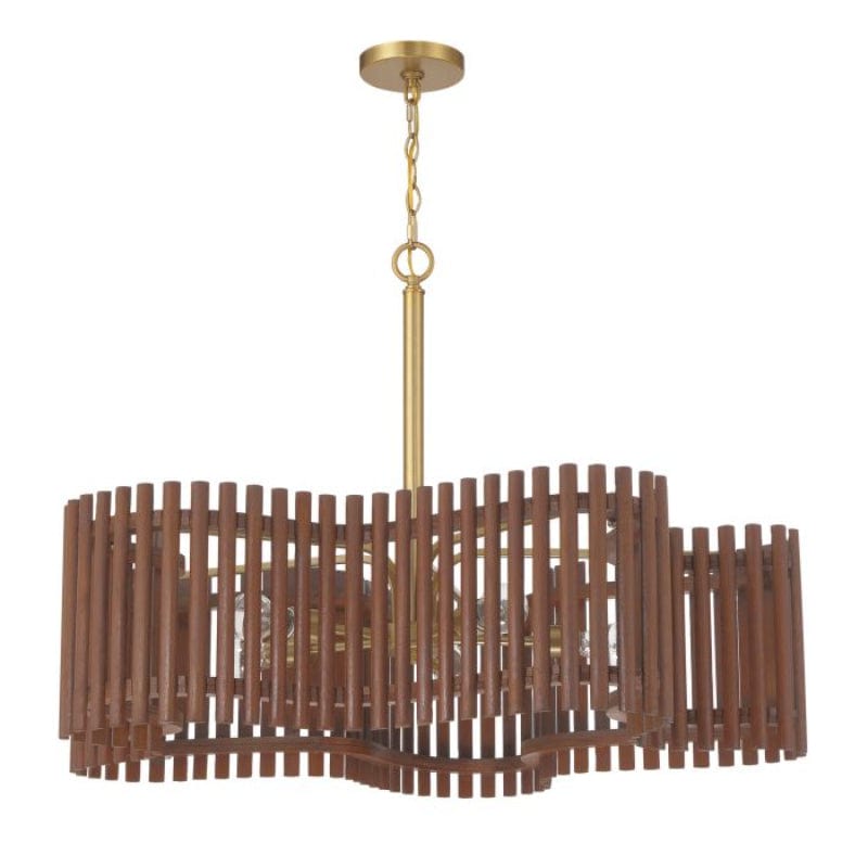 Craftmade Craftmade Freeform 5 Light Large Chandelier in Satin Brass/Walnut 58426-SBWAL