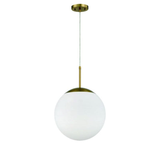 Craftmade Craftmade Gaze 1 Light 14" Pendant in Satin Brass (White Glass) 56893-SB-WG