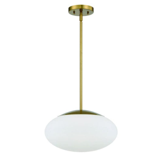 Craftmade Craftmade Gaze 1 Light 14" Pendant in Satin Brass (White Glass) 56894-SB-WG